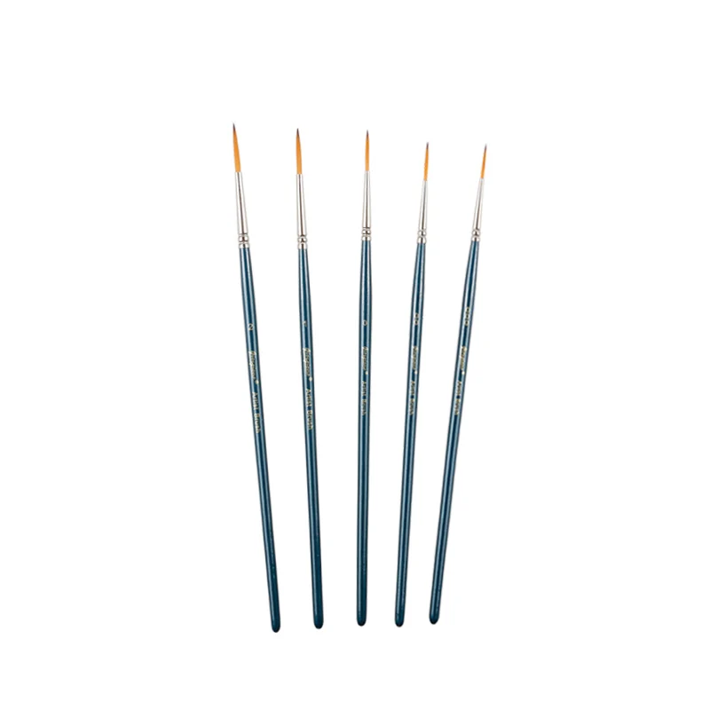 Different Sizes Wood Handle Copper Ferrule Taklon Detailed Nylon Hair Brush For Acrylic Oil Watercolor Drawing