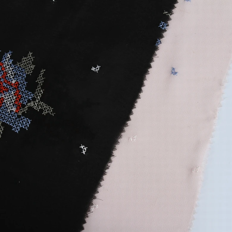 Good quality multi color chiffon georgette embroidery lace fabric dubai dress