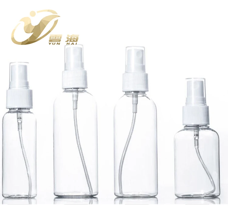 Бесплатная образцы на заказ размер воды туман давление насос спрей бутылка, туман ПЭТ 100 мл пластик спрей насос бутылка