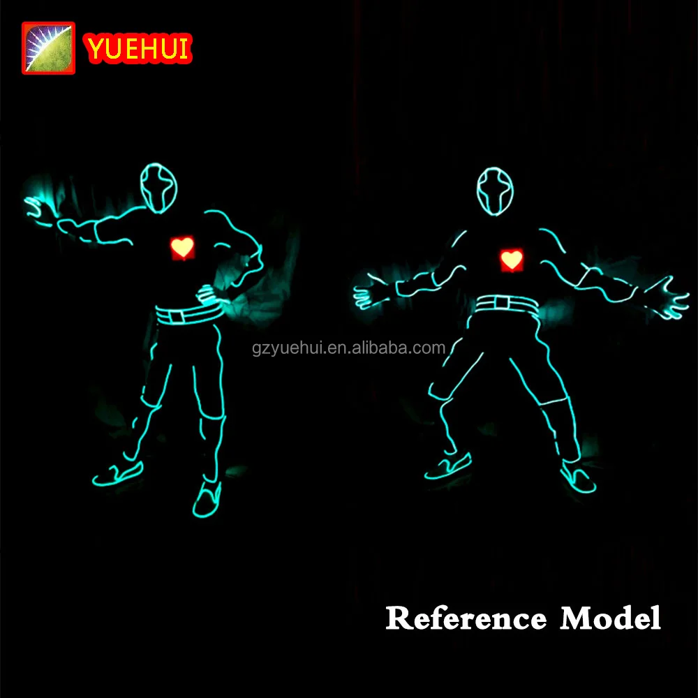 Карнавальный костюм, танцевальные костюмы со светодиодной подсветкой, робот со светодиодной подсветкой, костюмы EL Wire, праздничные неоновые костюмы Rave, товары для вечеринок