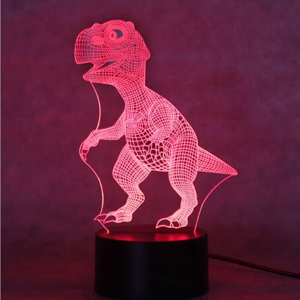 (Hot) Dinosaur Gift Kids Night Light for Christmas 3D Night Light Dinosaur Gifts Led Illusion Lamps Birthday Gifts for Girls
