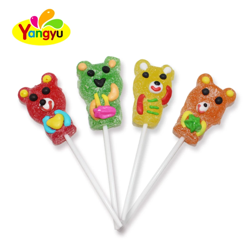 Bear Shape Fruits Jelly Lollipop Gummy Lollipop Sweet