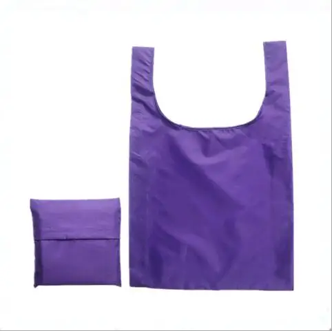 full version silkscreen logo custom-printed vest 190t polyester folding shopping bag