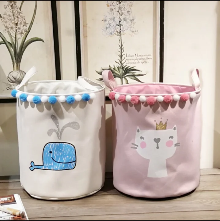 Baby Room Laundry Baskets Nordic Style For Children with Cartoon Cat and Whale