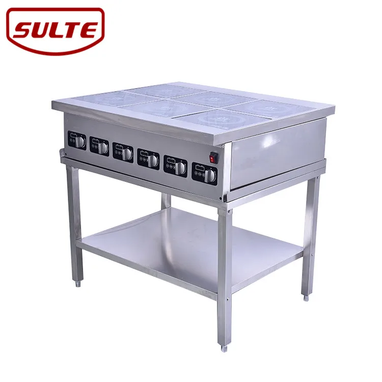 Commercial six head induction cooktop, industrial induction heating plate 6 burner