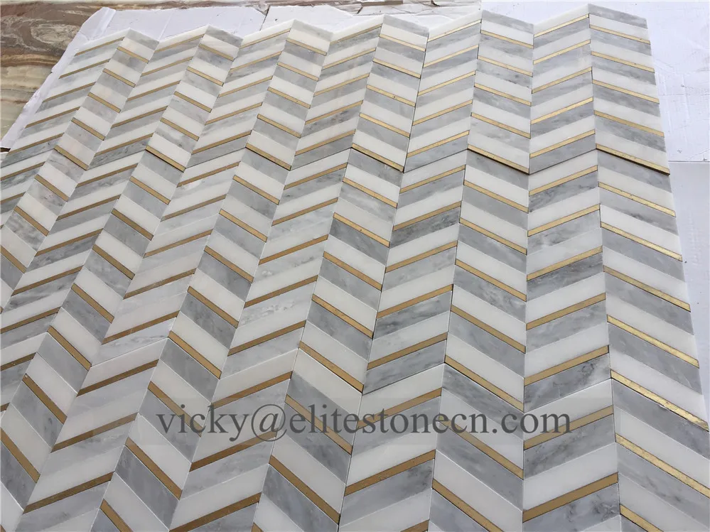 Custom Factory Brass Marble Mosaic Tile with Good Quality