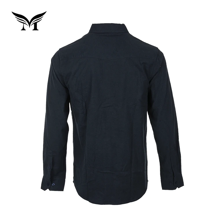 New style oem nice casual 100% cotton plain dyed black button up flannel shirt men