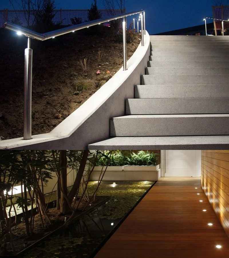 
316 Stainless Steel LED Handrail Lights IP67 Inground Lighting Low Voltage Floor Deck Light 