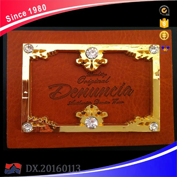 
Garment Jeans PU Leather Labels with Metals and Rhinestones 