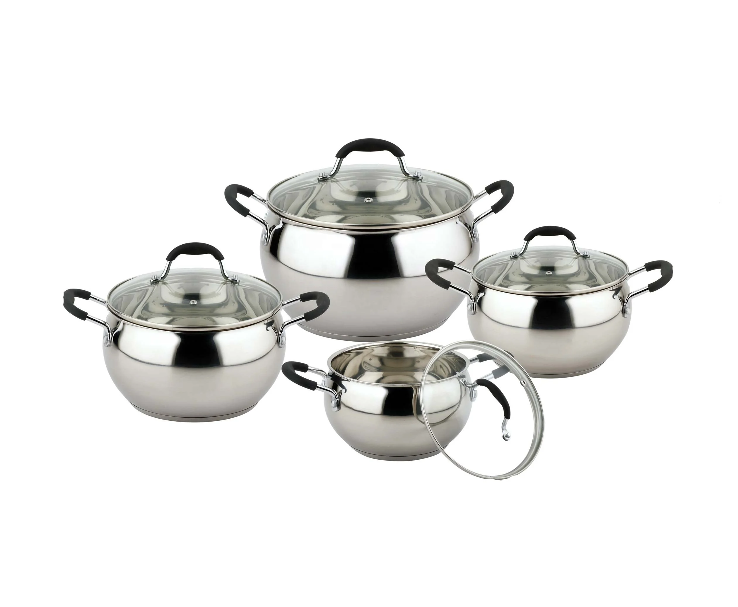 Wholesale cookware set stainless steel 5 layers induction bottom cooking pot set