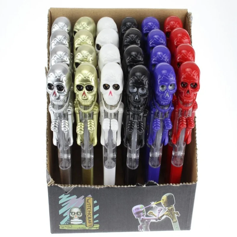 Skeleton Boxing Ball Point Pen Light Up Skull Head Pen