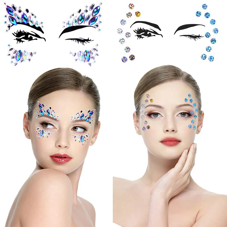 Fashion face gems rhinestones makeup eyes body crystals glitter festival sticker for party