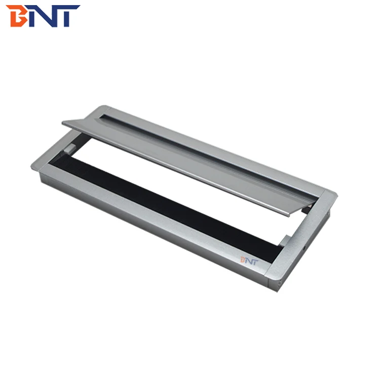 Aluminum cable management soft closing office desk wire cable grommet box