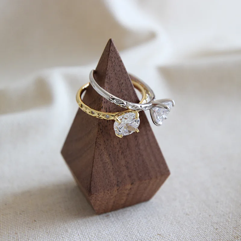 OEM 925 silver wedding ring single stone cubic zircon engagement rings