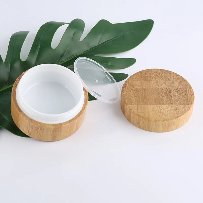 
High end empty wooden plastic cream jar for cosmetic packaging 