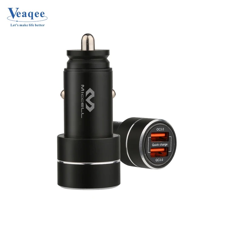 2019 высокое качество 2 порта 2.4A dual USB + QC3.0 Быстрый 12 v-5 v Металл Автомобильное зарядное устройство