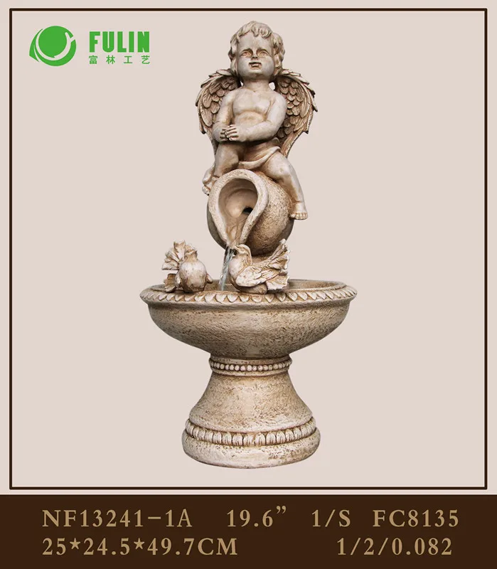 Factory customized resin angel water fountain indoor garden decorative waterfalls