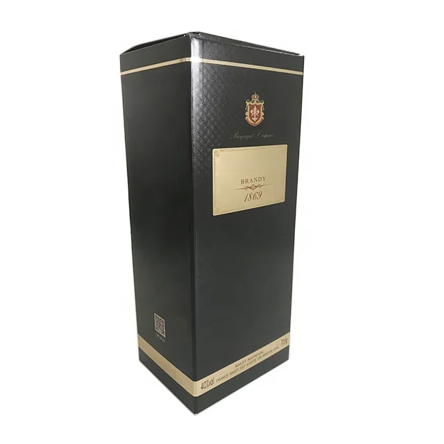 
Hot stamping logo UV spot foil paper brandy spirit liquid cardboard box for alcohol 