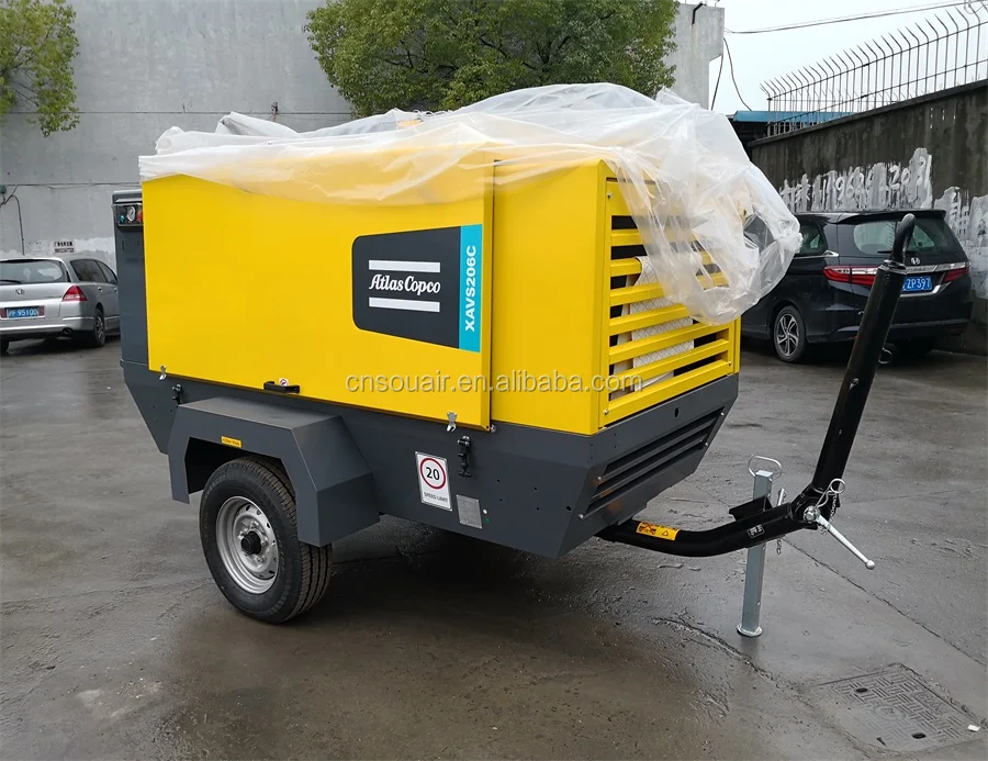 390cfm portable diesel screw air compressor atlas copco