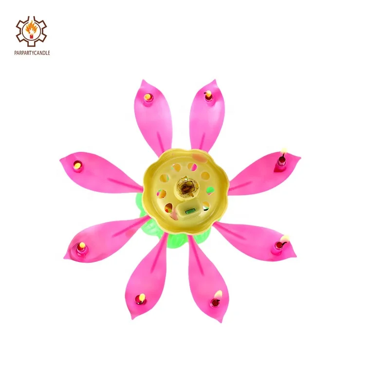 Wholesale Happy Rose lotus Music flower birthday candle
