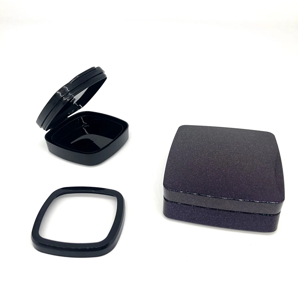 Custom empty cosmetic foundation powder compact with mirror and puff square magnet air cushion case