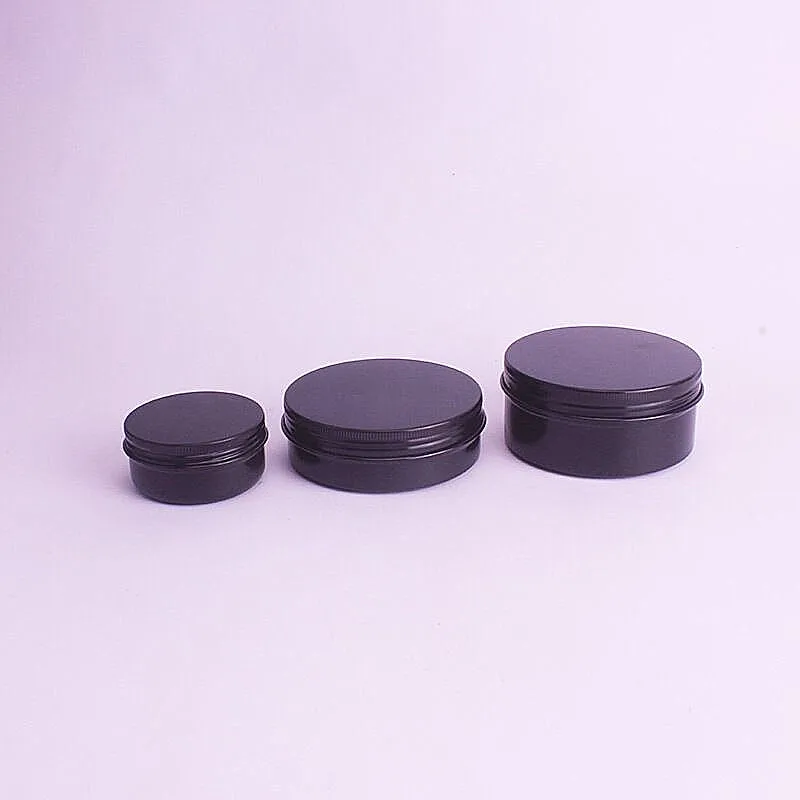 
50ml 100ml 150ml black aluminum beard care hair wax medicine balm jar can print logo 