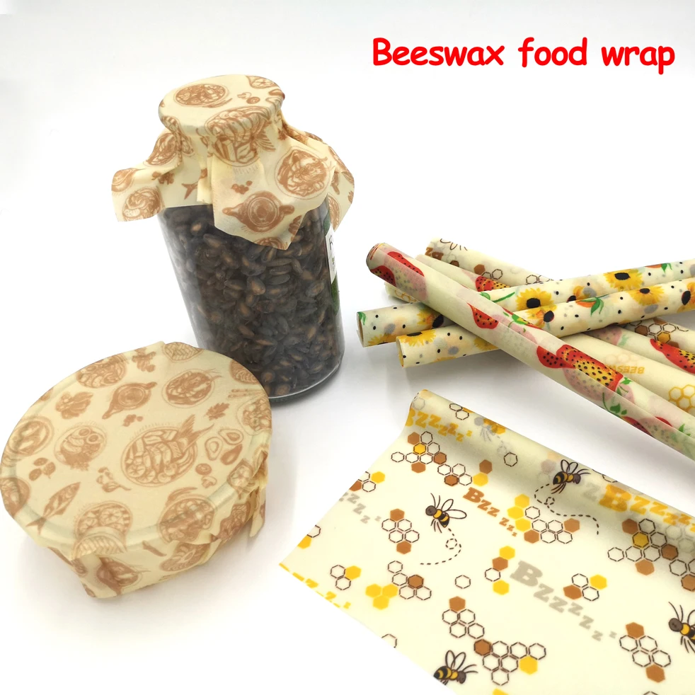 Washable Reusable Beeswax Food Wrap Paper Sheet Bee Wax Natural Organic Food Wraps LFGB Certified Reusable Food Beeswax Wrap