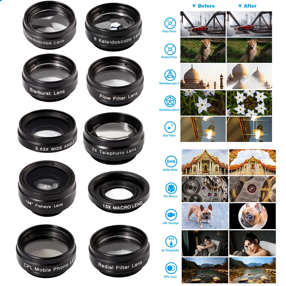 
Deetin For iPhone 6 6s Plus Samsung S7 Mobile Phone lenses Lenses for Smartphone Clip Micro Lens Fisheye Zoom for Smartphone 