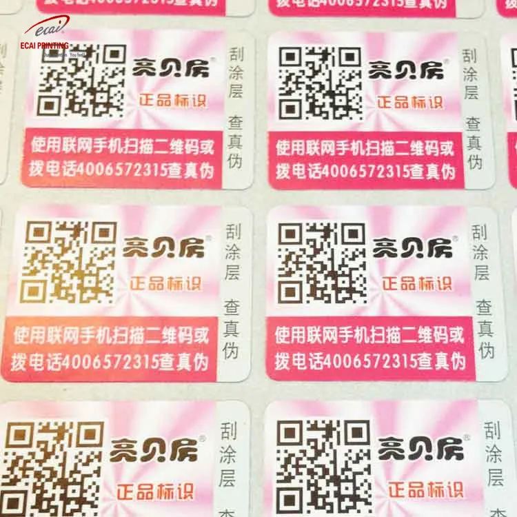 Professional custom digital printed full color vinyl stickers for QR code printing