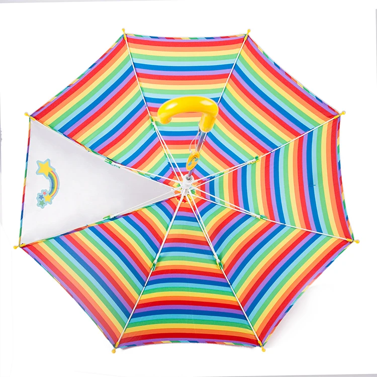 wholesale custom colorful windproof kid rainbow children umbrella with  j handle