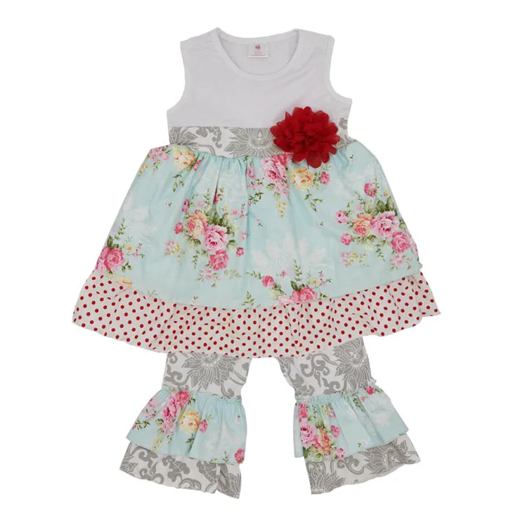 Children clothing sets india wholesale clothes pink ruffle top and flower pants 2022 spring  baby clothes sets