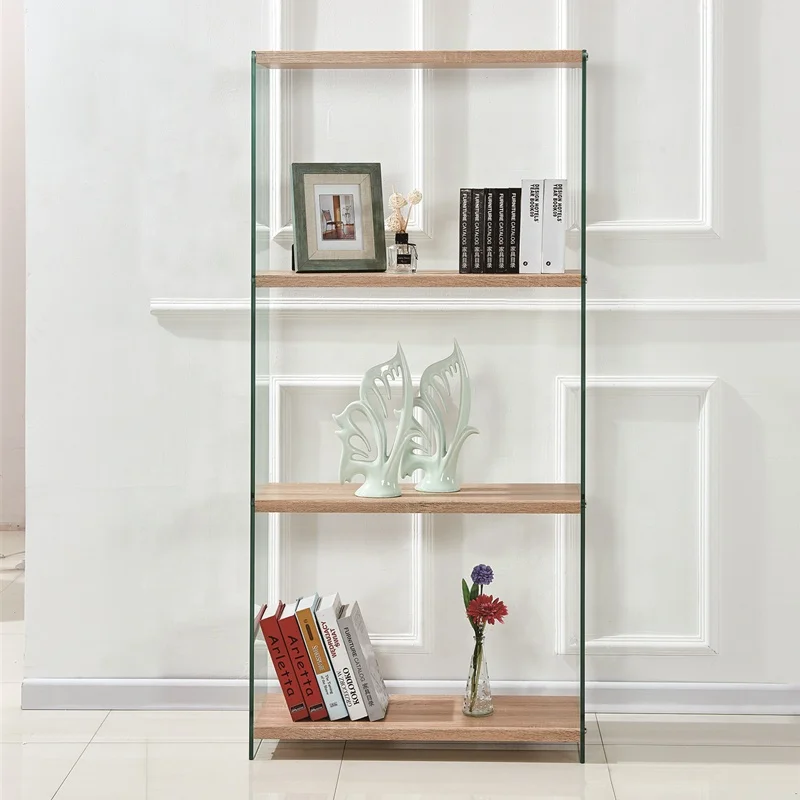 
Hot Sale living room furniture 3 Tiers tempered hot bent glass bookcases/Storage rack/Storage Shelf designs 