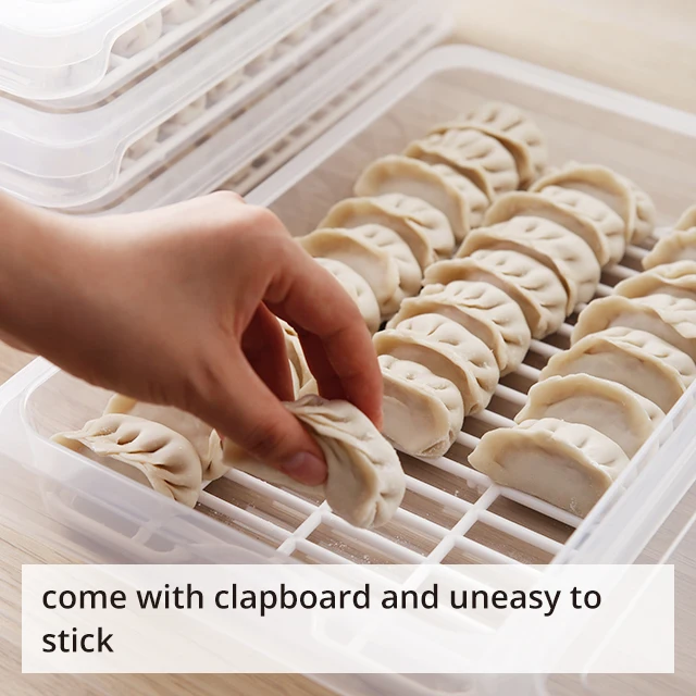 SHIMOYAMA Stackable Plastic Refrigerator Dumpling Storage Box Food Storage Container With A Lid
