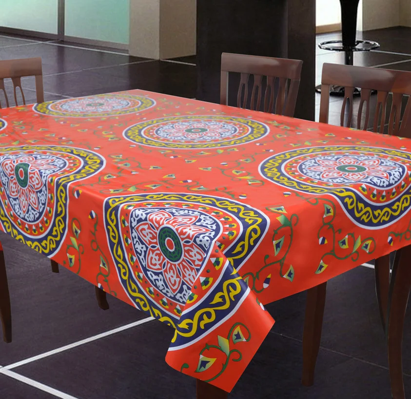 Muslim Ramadan Design PVC Table Cloth Printed Islamic Pattern Embroidered Tablecloth
