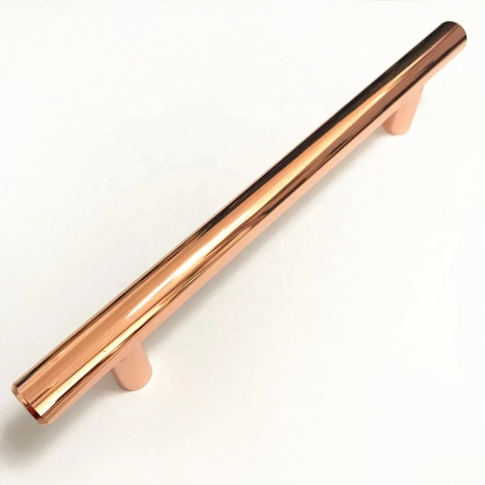 long size T bar shape rose gold brass SS kitchen cabinet hardware handle
