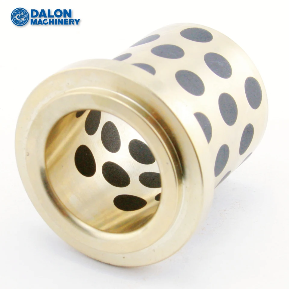 SAE841 self-lubo self lubricating oiless solid graphite lubrication inserted flanged gunmetal brass bronze sliding bearing