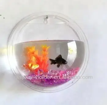 Wall mounted acrylic fish tank in semicircle