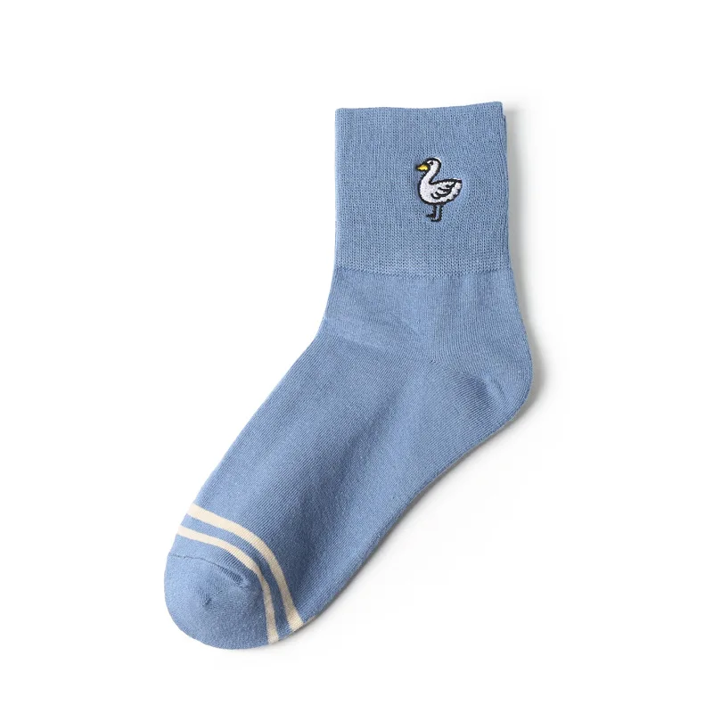 19545 school girl 6-8Y kids funny Cute embroidery LOGO low cut crew school socks