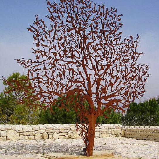 Metal Sculpture People tree Corten Steel Statue for sale