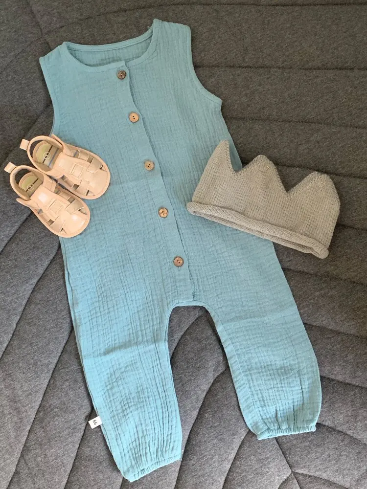 Baby Boy Romper Wholesale New solid bodysuit Simple Sleeveless Siamese baby clothes toddler clothing 163TP0628