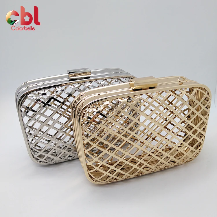 Wholesale high quality Mesh type bag clutch bag box metal frame