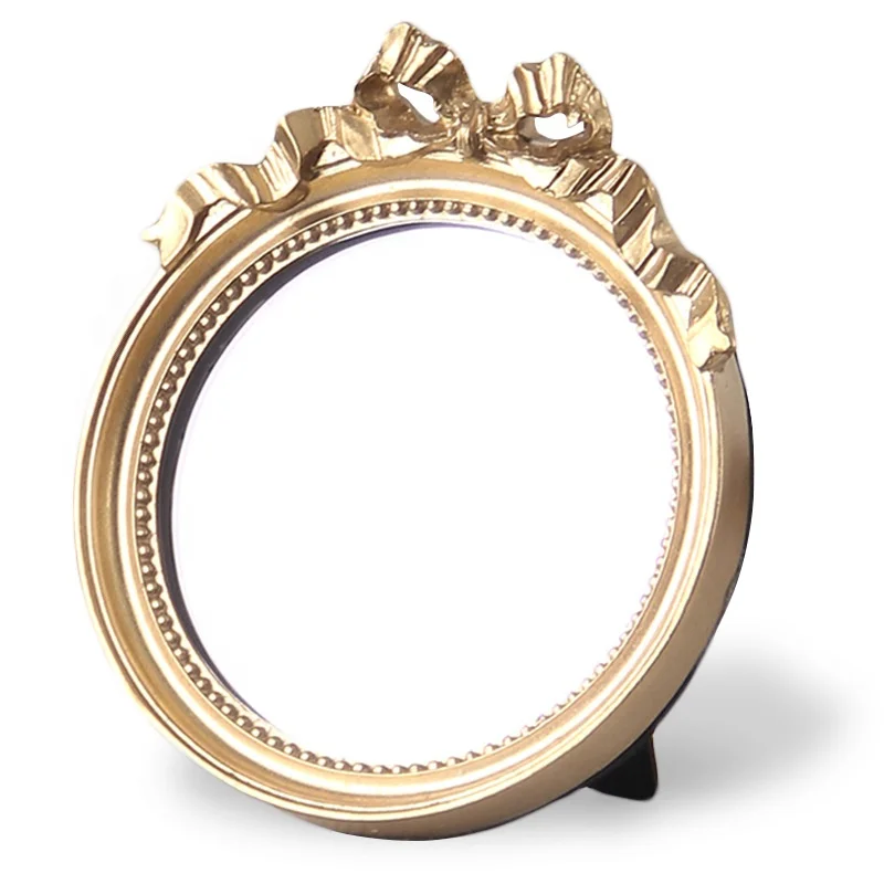 Round Vintage Baroque Princess Style Mini Make up Table Mirror