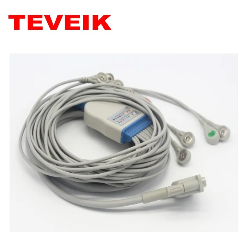 Shenzhen Teveik Factory 10 leads ECG EKG Leadwires Cable Compatible with M1770A PageWriter 200i