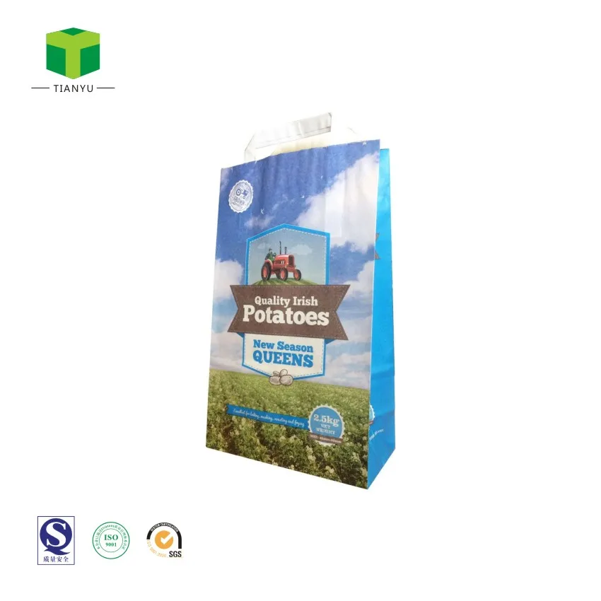 10kg Vegetable Potato onion Packaging Bag Paper bag with handle mesh net window Potato bags