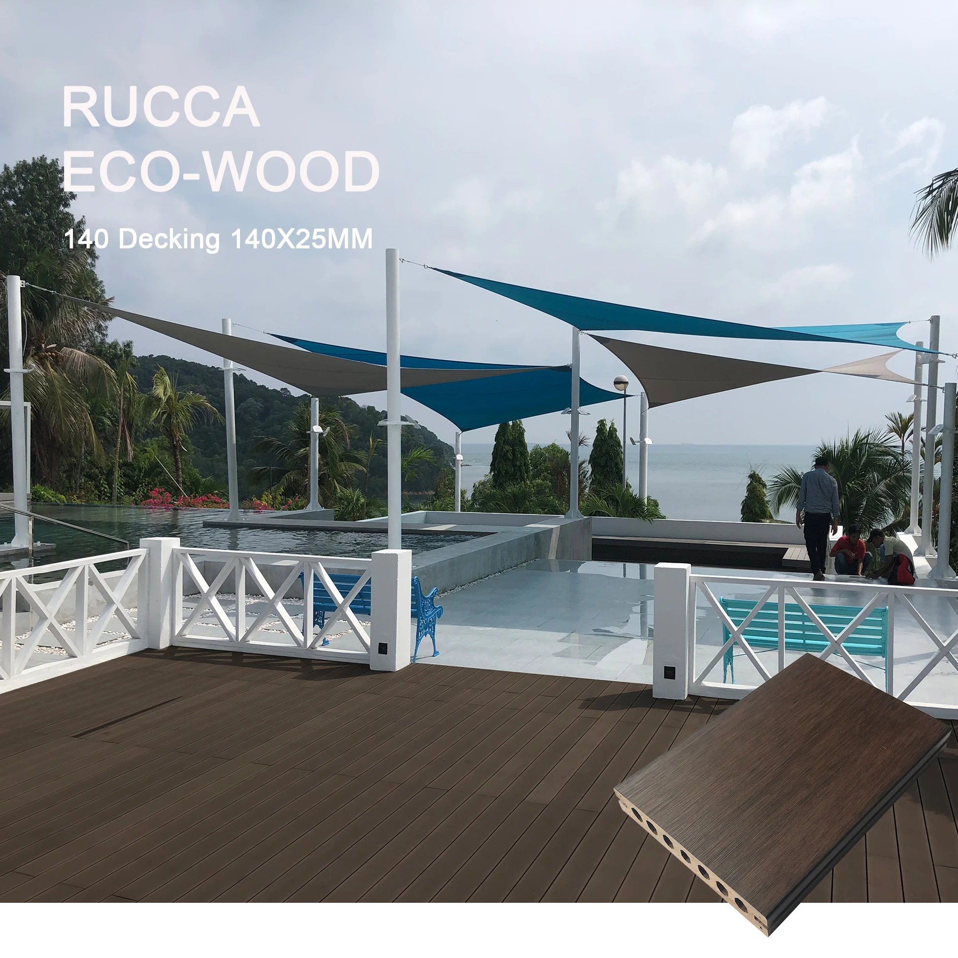 Rucca WPC Flooring, High Quality With 3D Printed Waterproof Outdoor Anti-UV 140*25Mm