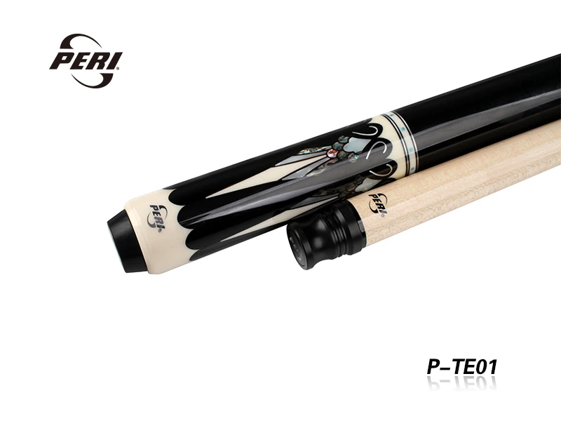 Hard maple and ebony inlay P-TE01 billiard cue stick with cue cleaner