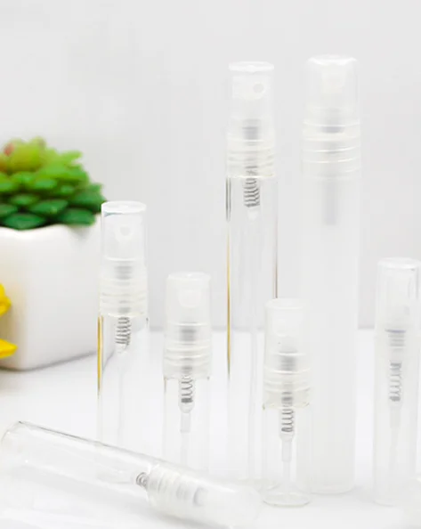 empty free sample mini sample tester vials 2ml 3ml 5ml 10ml refillable plastic perfume bottle with spray cap