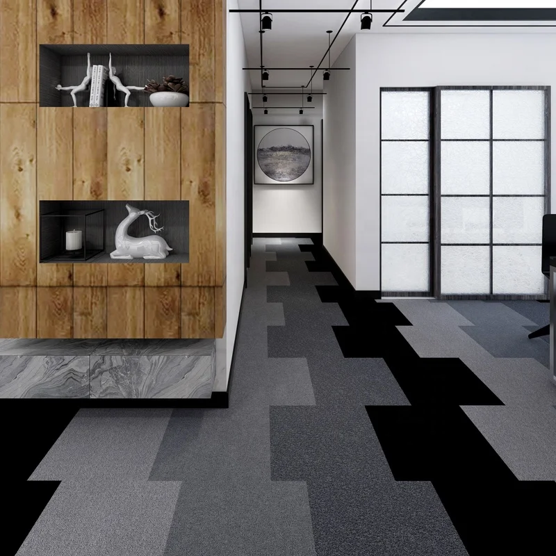loop pile solid color Cheap removable commercial PVC 50x50 PP material china home hotel office carpet tiles floor