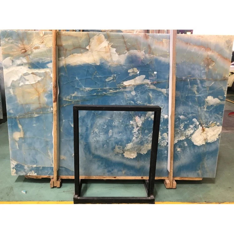  Высокое качество m2 цена прозрачный оникс облицовка стен синий из мраморного оникса