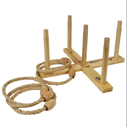 
Good quality 5 quoits ropes outdoor garden wooden hook and toy ring toss game 